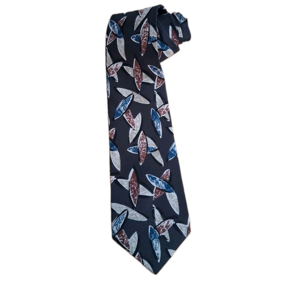 Abstract Atomic Graphic Italian Silk Tie Mario Valentino Men's Necktie 56"